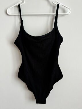 Aerie Black Ribbed One-Piece Swimsuit